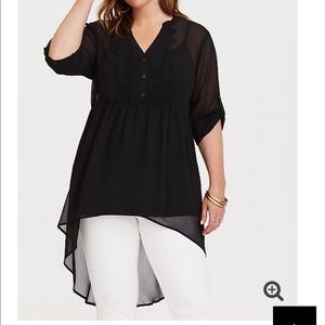 LEXIE - BLACK CHIFFON & LACE BABYDOLL TUNIC